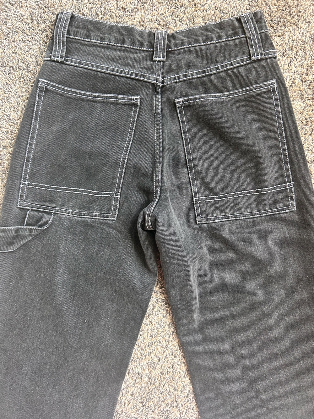J. Galt Shanghai Faded Black Carpenter Jeans w/white stitching Size Small - Picture 5 of 11